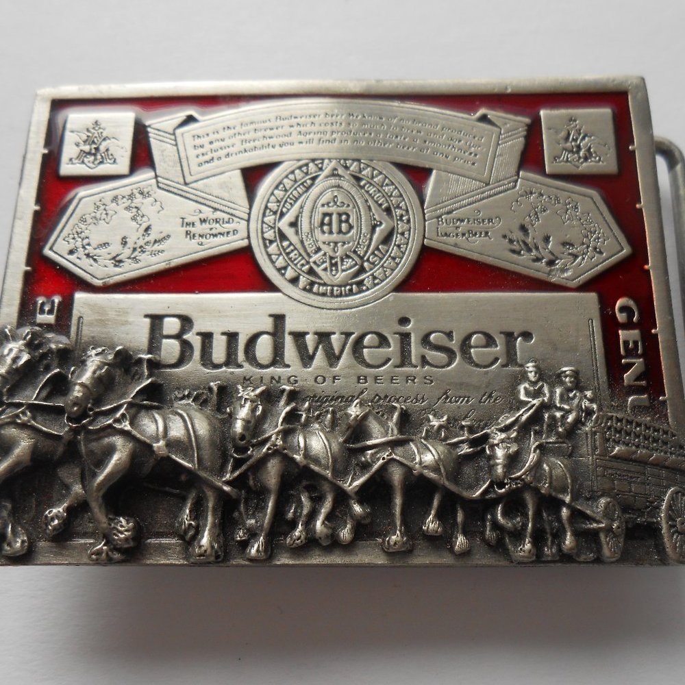 Budweiser Anheuser-Busch Pewter Belt Buckle Clydesdale Markatron T-169